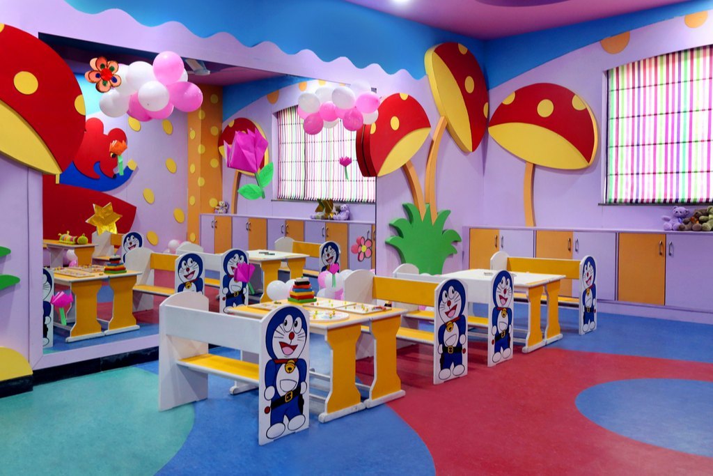 StudyX colorful themed classroom with custom furniture and decorations